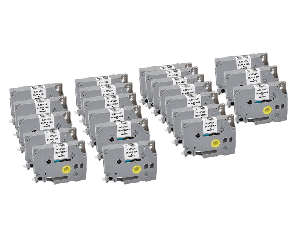 G&G 21569 Label-Making Tape Black on White TZe 9 mm x 8 m 20 pcs. Compatible with Brother