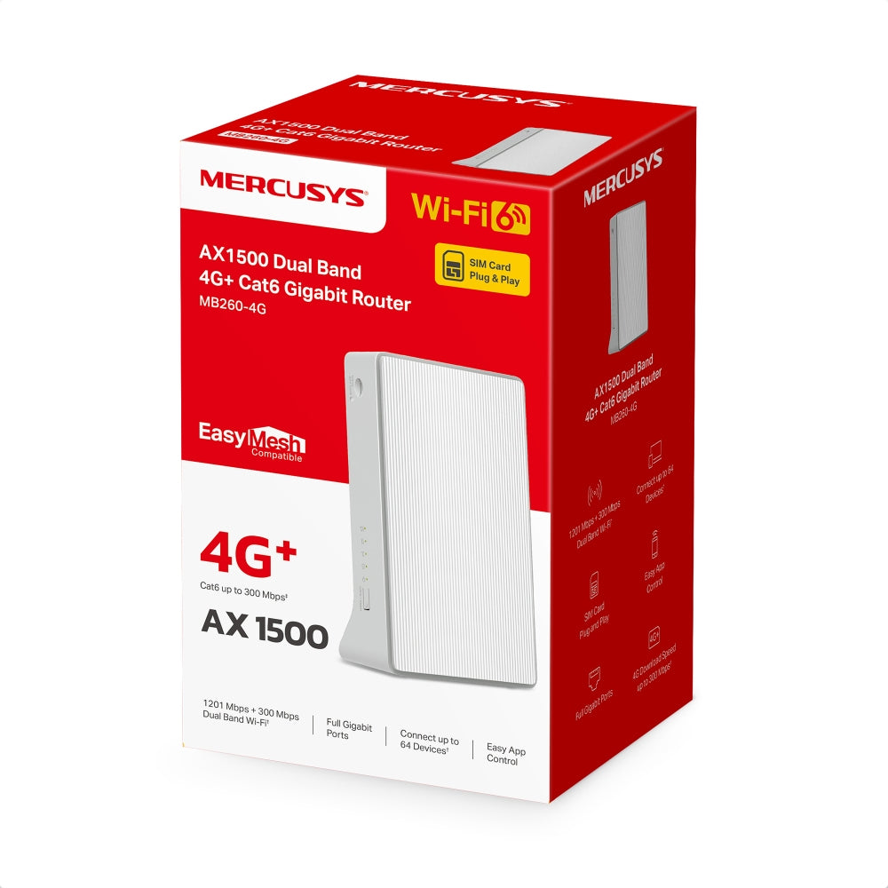 TP-Link Mercusys MB260-4 G 4 G+ Cat6 AX1500 Dual Band Gigabit Router MB260-4 G