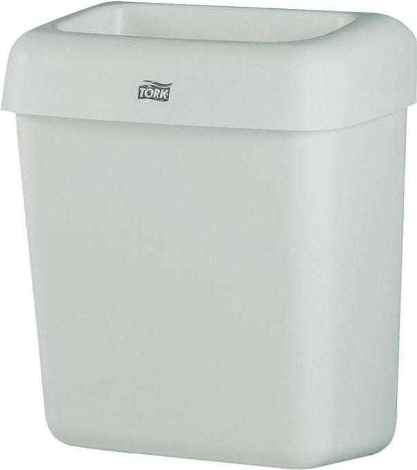 Tork 20 L Rectangular Waste Bin, Plastic, White, Model 226100