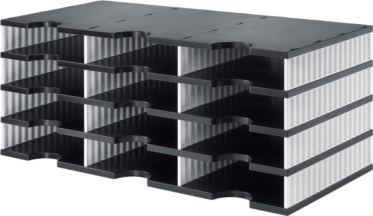 Styrodoc Duo Large Document Storage - 12 Drawers - Black, White