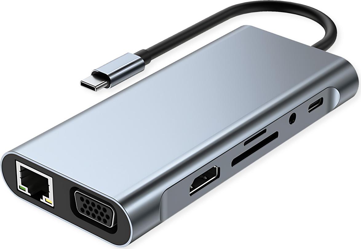 VALUE USB C Docking Station 11-in-1 - 4K30 - 1x(HDMI/VGA/GbE), USB(3xA,1xC,1xC PD) - 12.99.1143