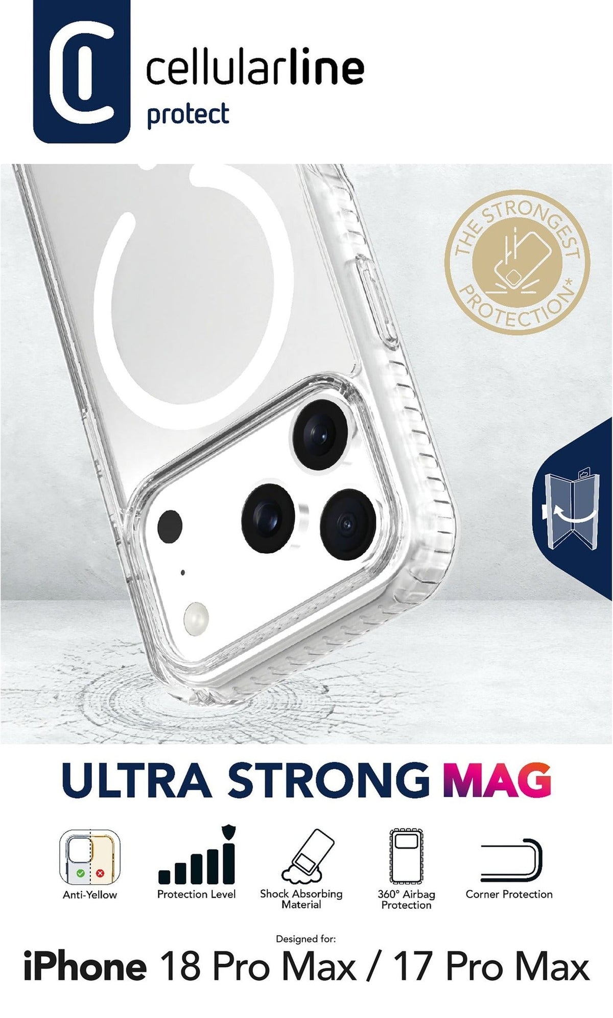Cellularline Ultra Strong MAG Case for iPhone 18 Pro Max Clear (TETRAMAG2IPH18PRMT)
