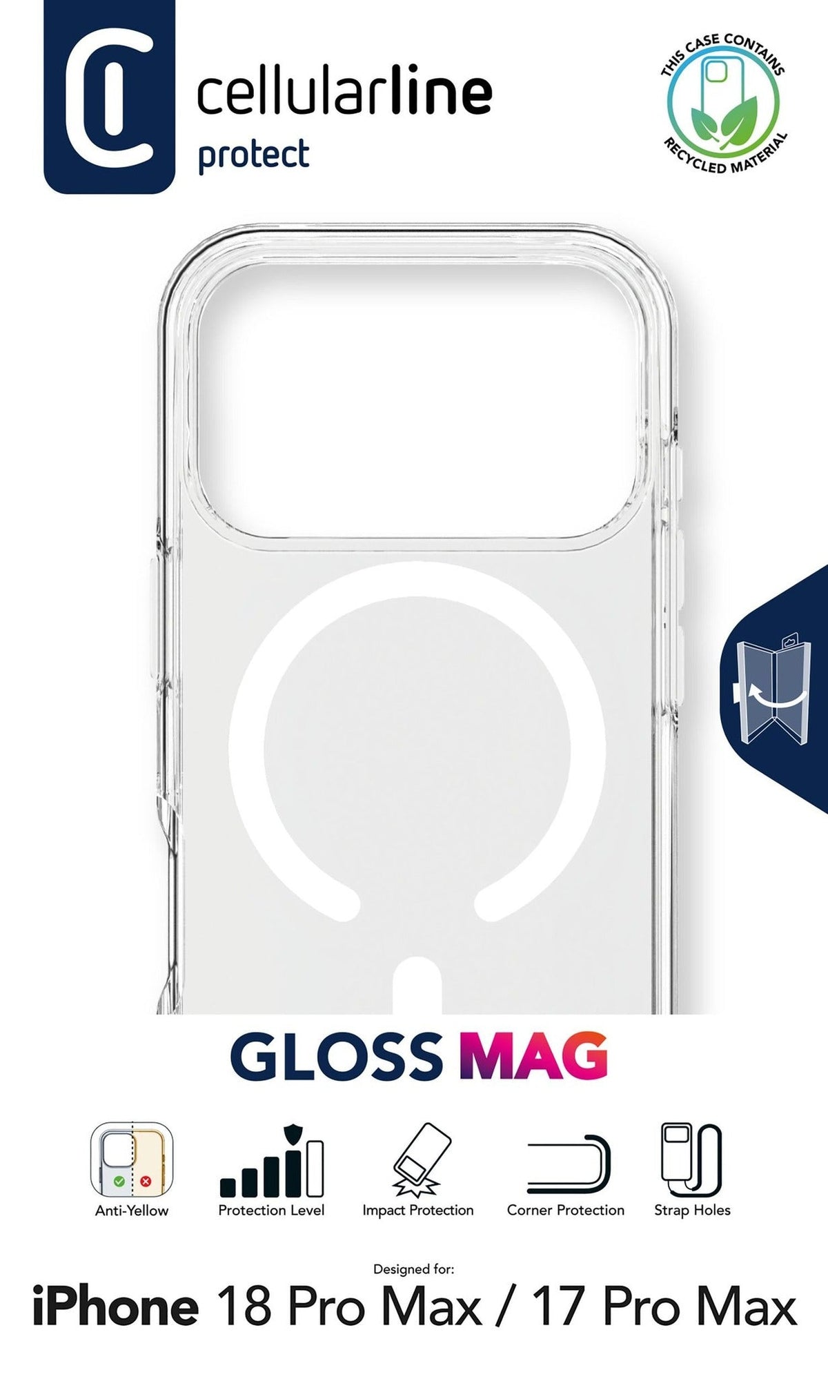 CellularLine Gloss MagSafe Case for iPhone 18 Pro Max Transparent GLOSSMAGIPH18PRMT