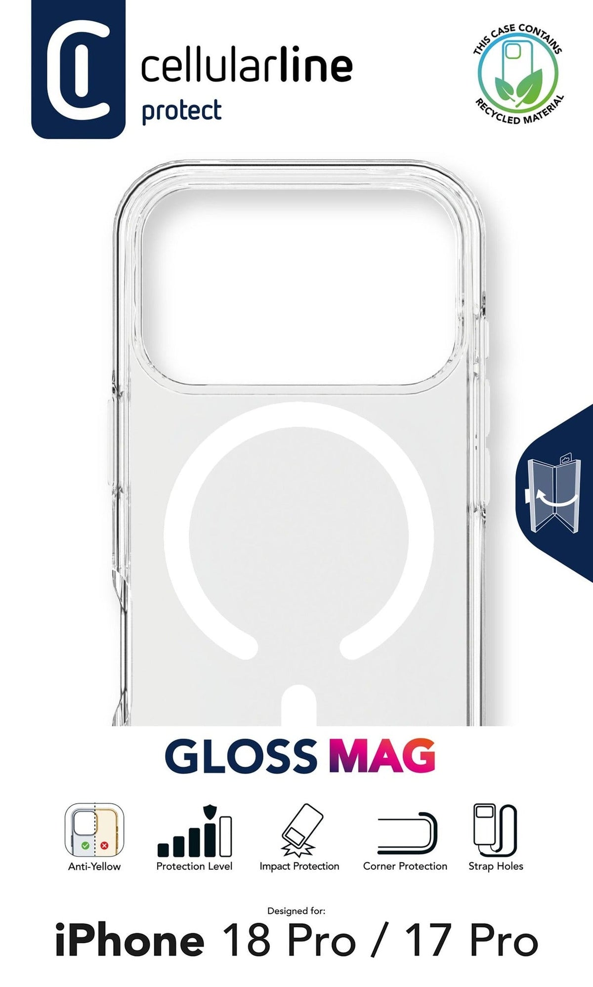 Cellularline Gloss MagSafe Case for iPhone 18 Pro Transparent (GLOSSMAGIPH18PROT)
