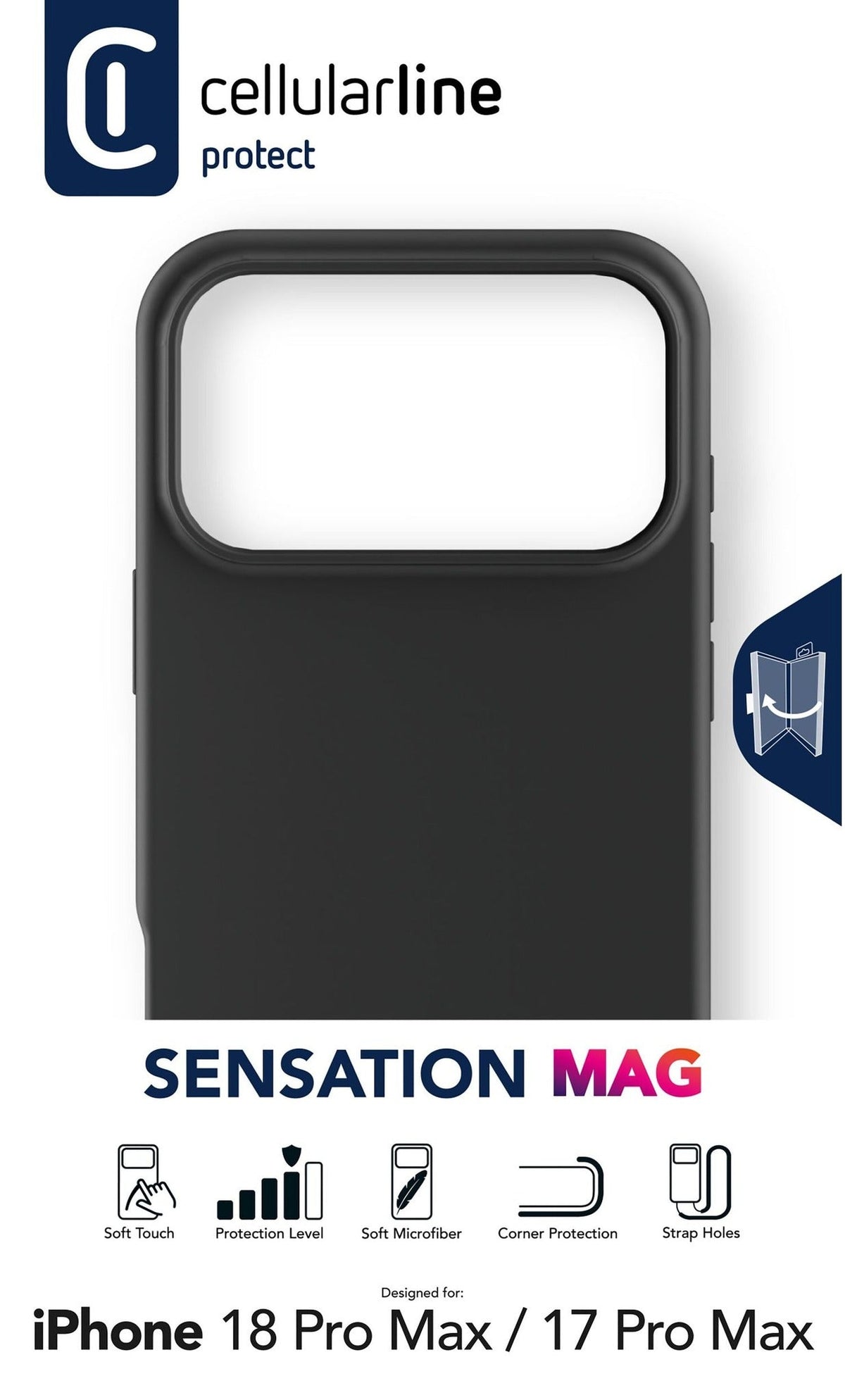 CellularLine Sensation Case for iPhone 18 Pro Max Black SENSMAGIPH18PRMK