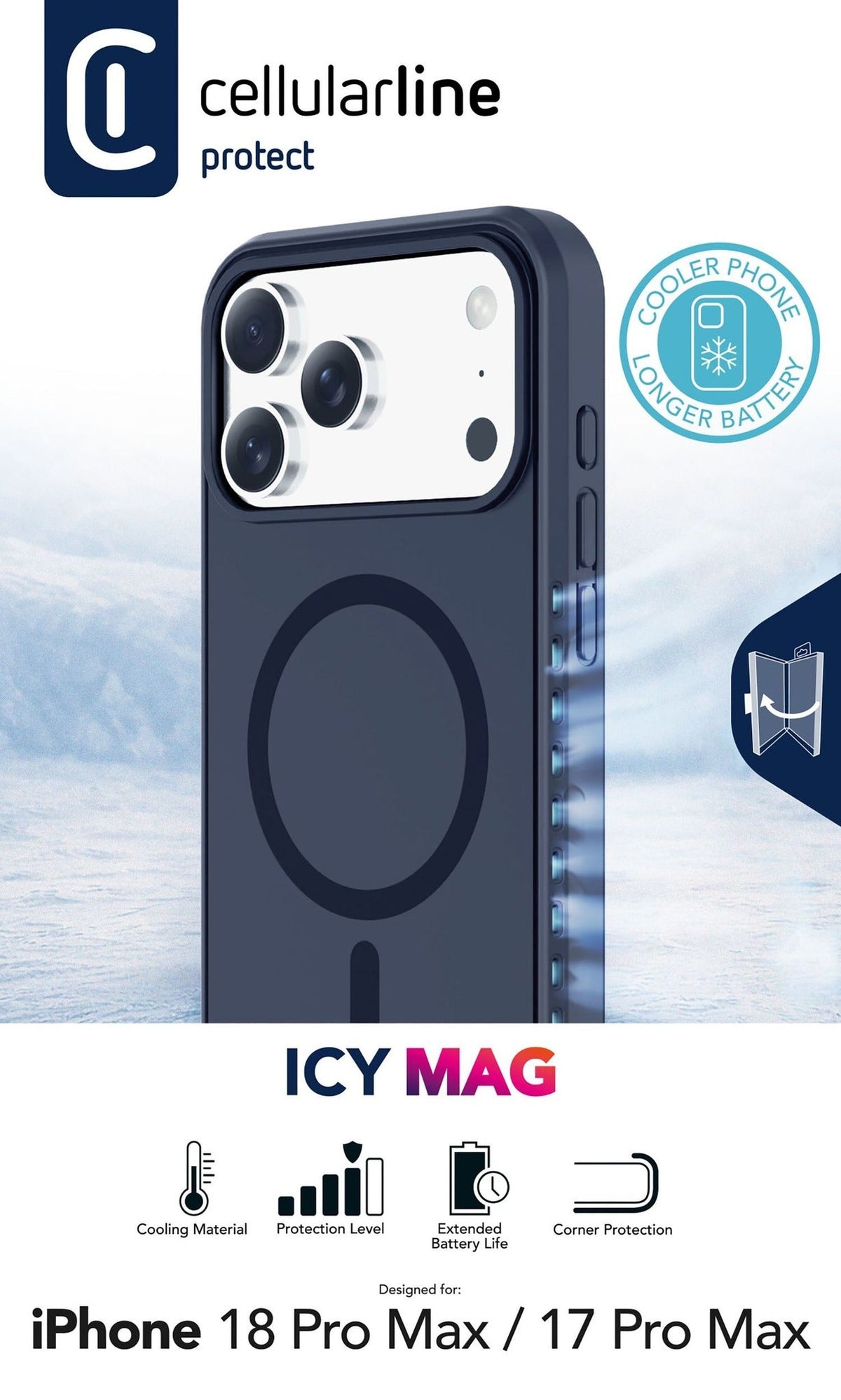 Cellularline ICY MAG Case for iPhone 18 Pro Max Blue (ICYMAGIPH18PRMB)