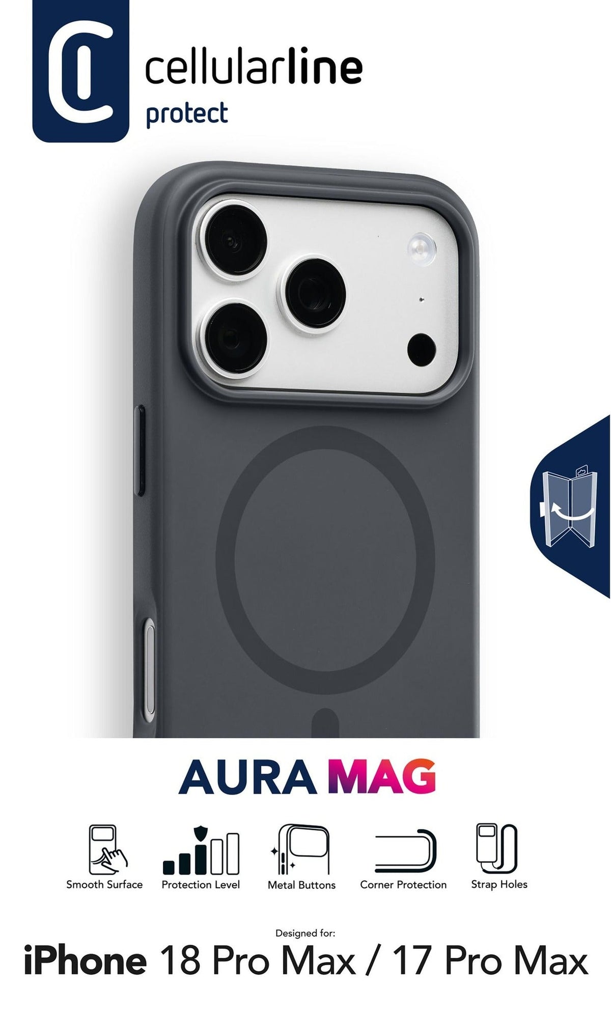 Cellularline Aura MAG Case for iPhone 18 Pro Max Black (AURAMAGIPH18PRMK)