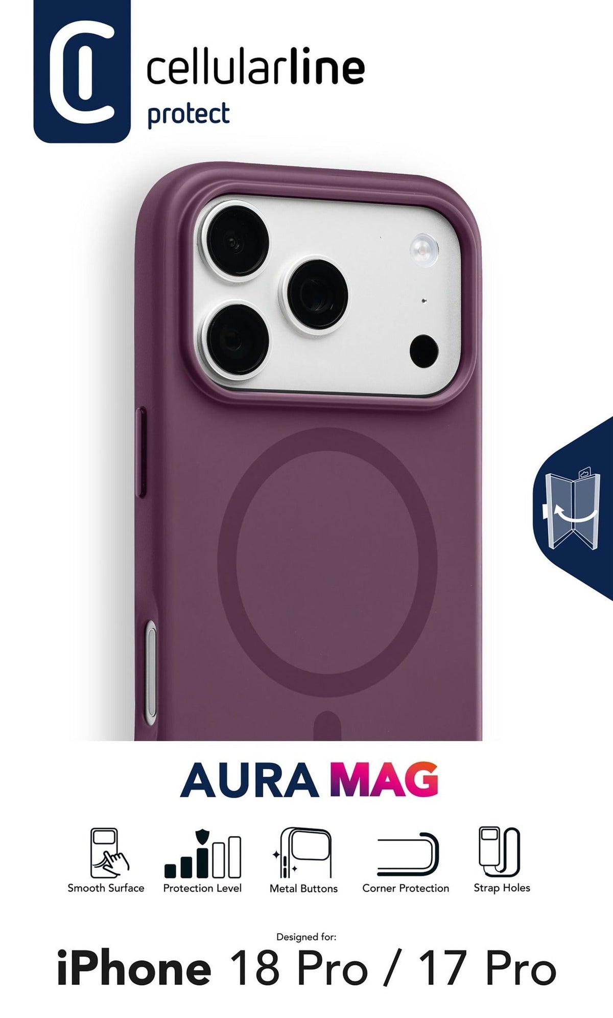 Cellularline Aura MAG Case for iPhone 18 Pro Bordeaux (AURAMAGIPH18PROP)