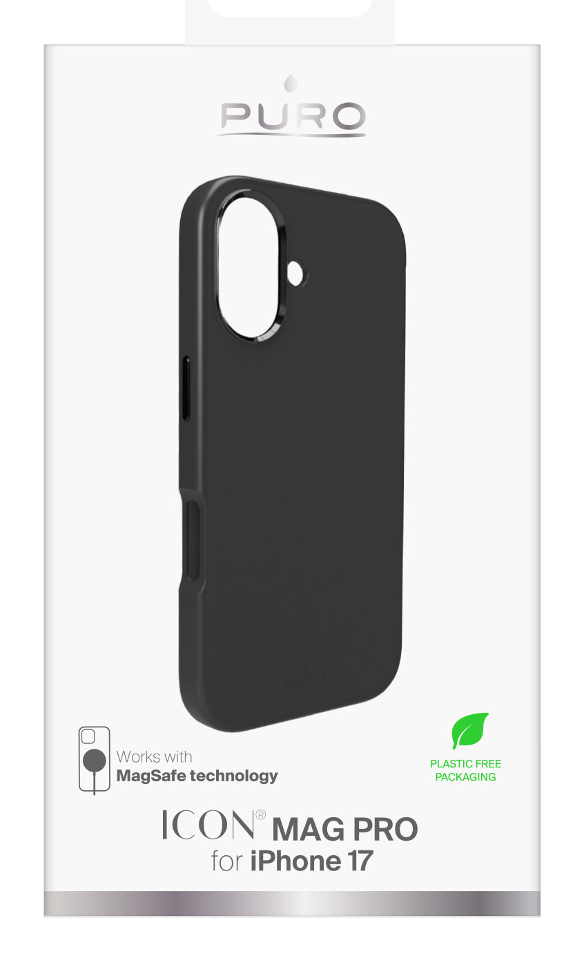 Puro Protective Case for Apple iPhone 17, Black, MagSafe Compatible, 15.9 cm, Model PUIPC1763ICONMPBLK