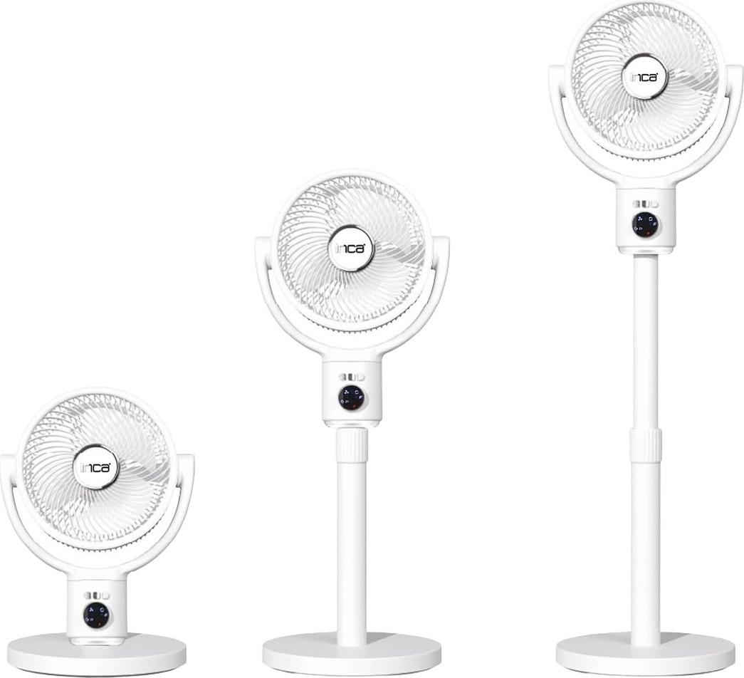 INCA IAF-01B Household Fan White Battery Powered Height Adjustable Floor/Table Placement