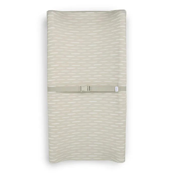 INGENUITY- Matelas à langer beige à contour réhaussé et harnais de sécurité, déhoussable