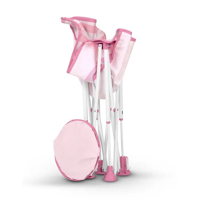 BRIGHT STARS Transat bébé pliable Rose Pop 'N Chill, pare soleil SPF +50 et sac de transport inclus
