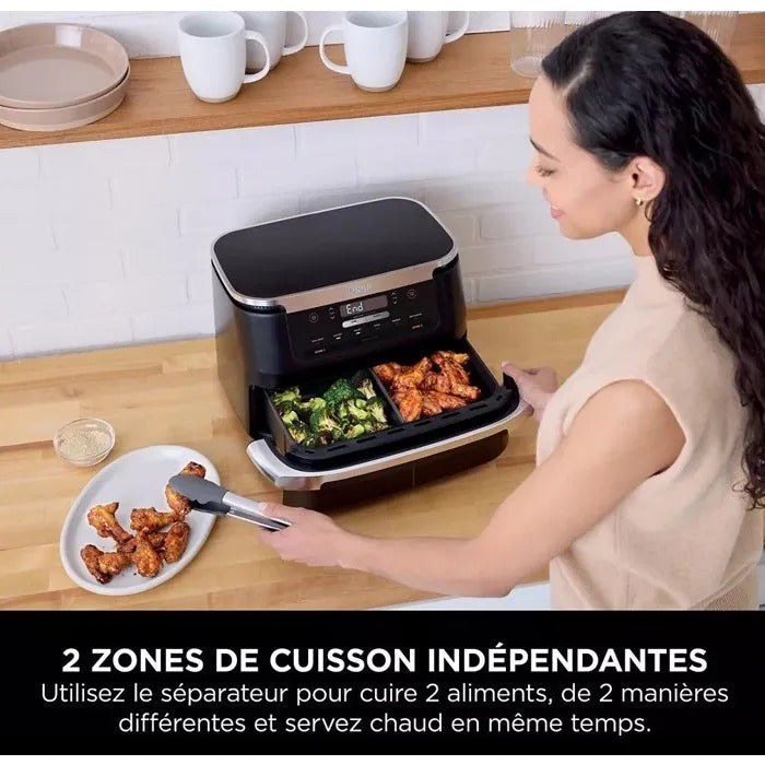 Ninja AF550EU fryer Double 6.6 L Stand-alone 2470 W Hot air fryer Black  Silver