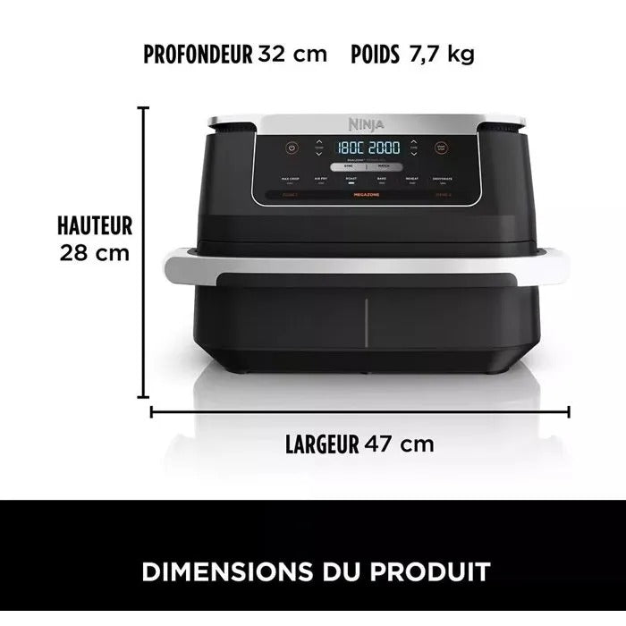 Ninja AF550EU fryer Double 6.6 L Stand-alone 2470 W Hot air fryer Black  Silver