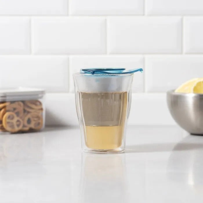 Bodum Copenhagen / Yo-Yo theeglas met infuser - 0,35 L - ice blue