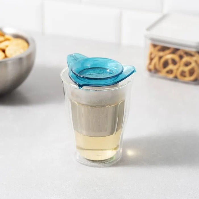 Bodum Copenhagen / Yo-Yo theeglas met infuser - 0,35 L - ice blue