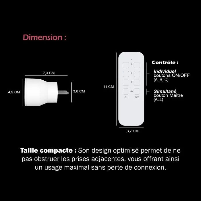 Set of 3 indoor sockets with remote control - KYF