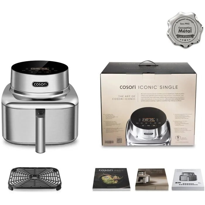 Cosori Iconic Single Heißluftfritteuse 6,2 l Edelstahl 1725 W CAF-SE601S-CEU