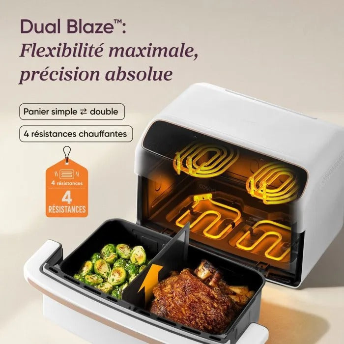 Cosori Dual Blaze TwinFry Compact heteluchtfriteuse 8,6 L, 2700 W, wit
