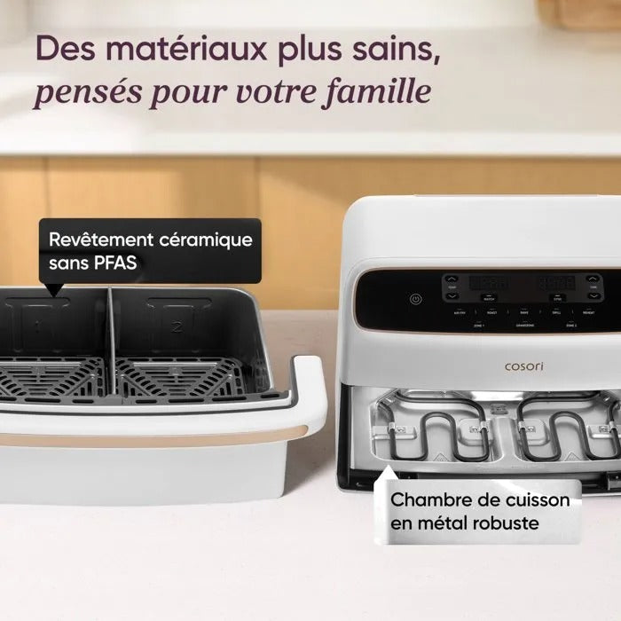 Cosori Dual Blaze TwinFry Compact heteluchtfriteuse 8,6 L, 2700 W, wit