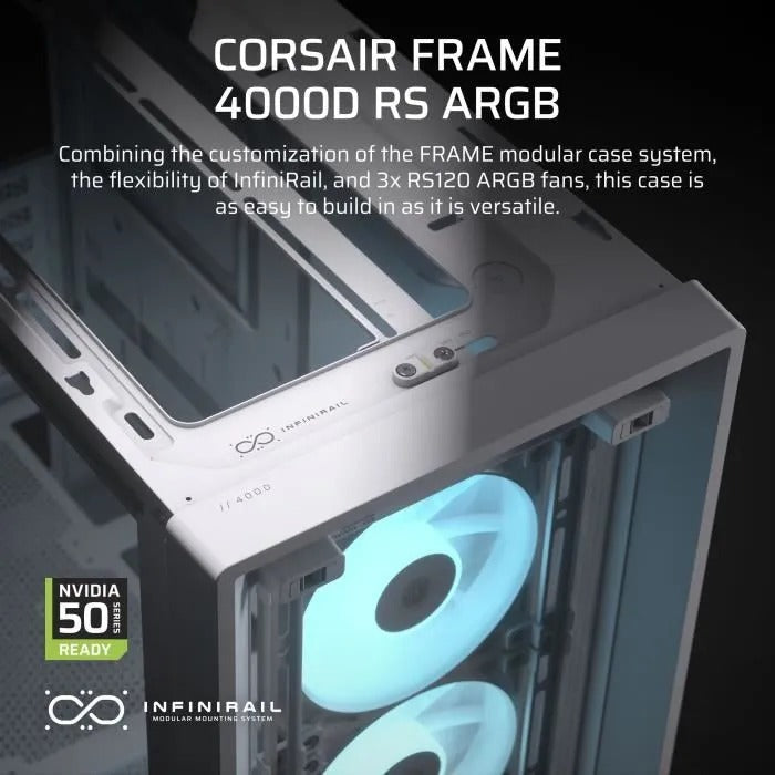 CORSAIR FRAME 4000D RS ARGB Mid-Tower PC Case - White