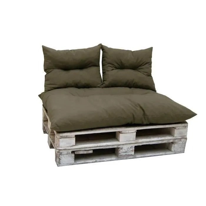 PRIVATE GARDEN Classic Pallet Kit - Taupe - Mattress + 2 Back Cushions