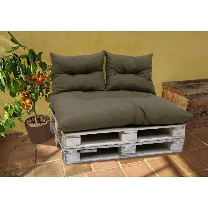 PRIVATE GARDEN Classic Pallet Kit - Taupe - Mattress + 2 Back Cushions