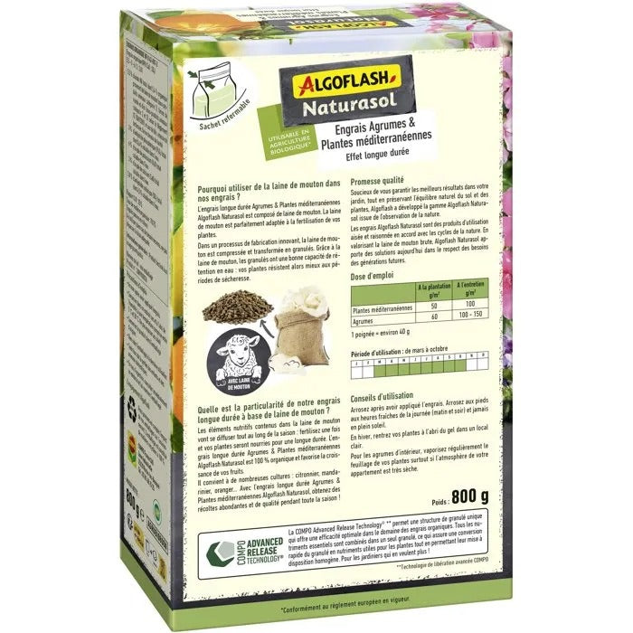 ALGOFLASH NATURASOL Fertilizer 926 g for Garden and Swimming Pool - 24x15x7 cm