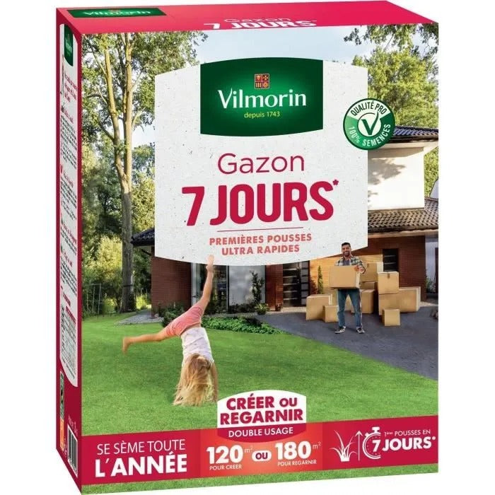 Semences gazon - Gazon 7 jours - 3 kg VILMORIN