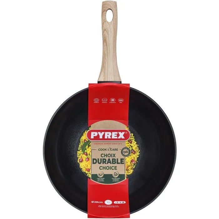 Wokpan - PYREX - Cook & Care - 28 cm - Anti-aanbaklaag