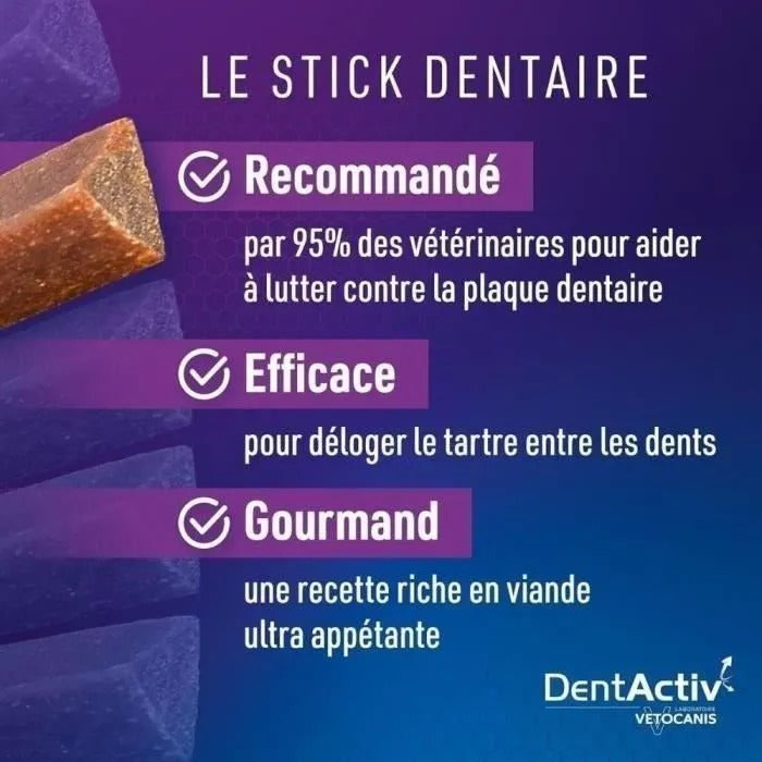 VETOCANIS DentActiv - Oral Hygiene Sticks for Dogs 15 kg+ - 7 Sticks - 76 g