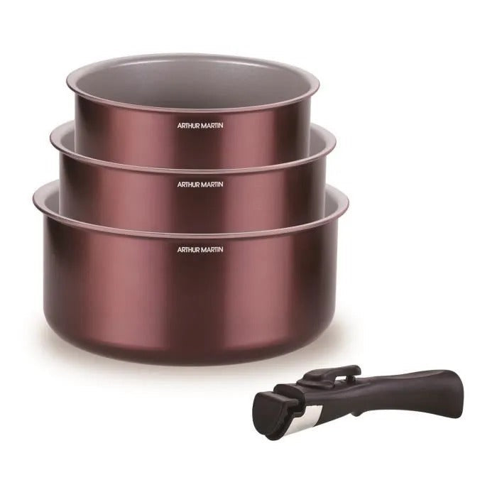 ARTHUR MARTIN Set of 3 Saucepans - 16/18/20 cm - Aluminum - Induction Compatible