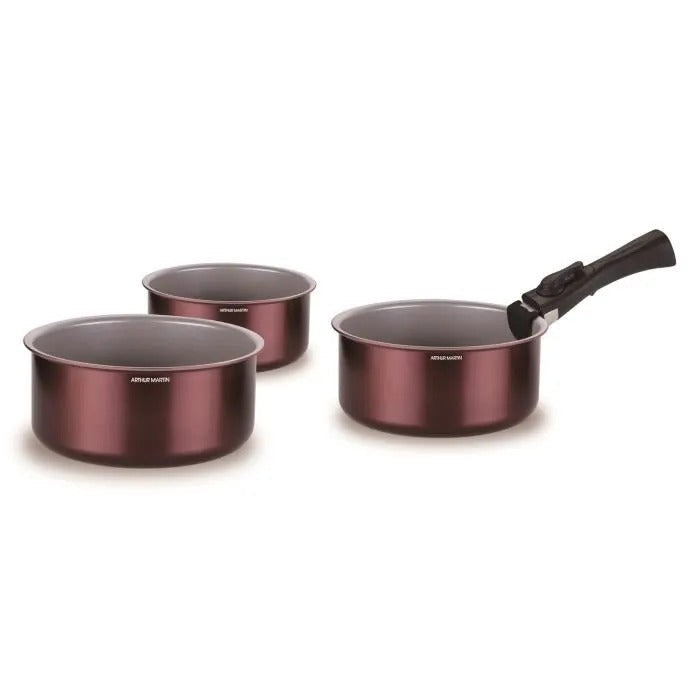 ARTHUR MARTIN Set of 3 Saucepans - 16/18/20 cm - Aluminum - Induction Compatible