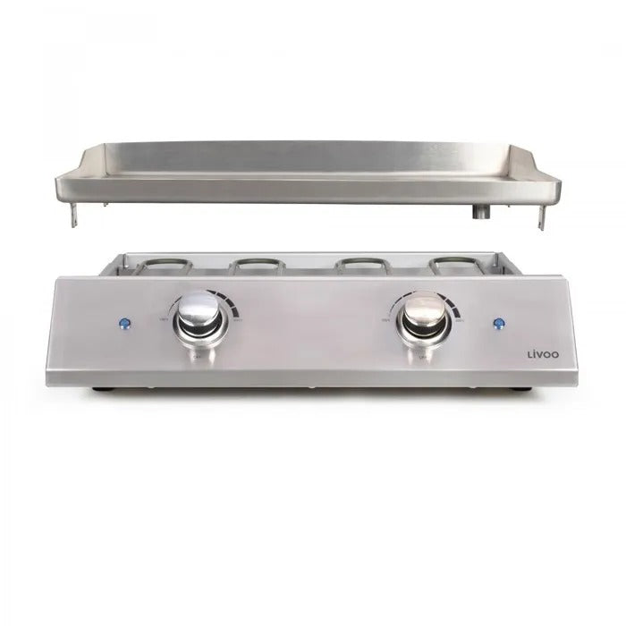 LIVOO Stainless Steel Electric Griddle - DOC302 - 2800W - 2 Adjustable Thermostats