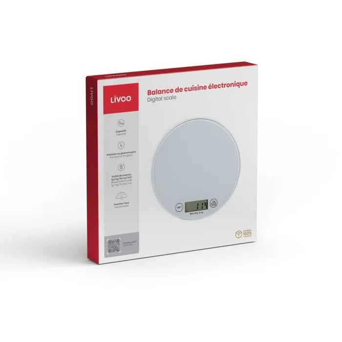 LIVOO Electronic Food Scale - 20x20x3 cm - 440 g