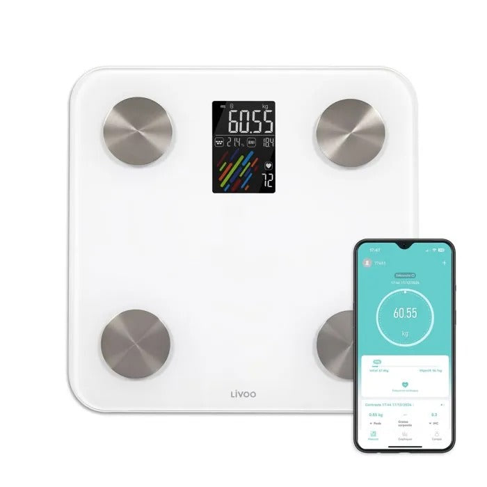 LIVOO Bathroom Scale - Impedance Meter - 30x31x4 cm - 1900 g
