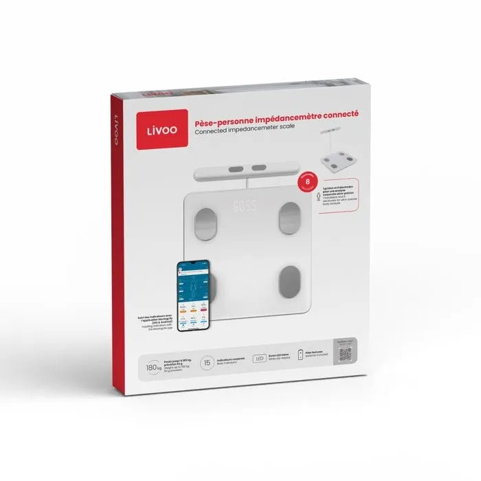 LIVOO Bathroom Scale - Impedance Meter - 41x37x5 cm - 2600 g