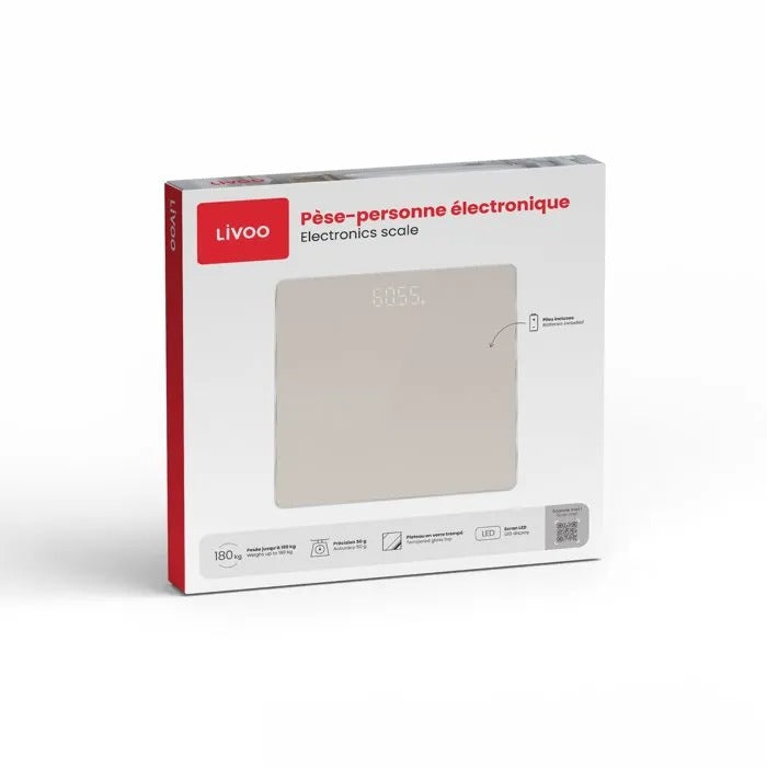 LIVOO Bathroom Scale - Impedance Meter - 30x30x4 cm - 1300 g