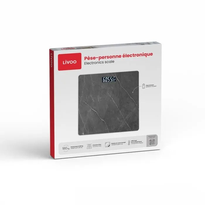 LIVOO Bathroom Scale - Impedance Meter - 30x30x4 cm - 1320 g
