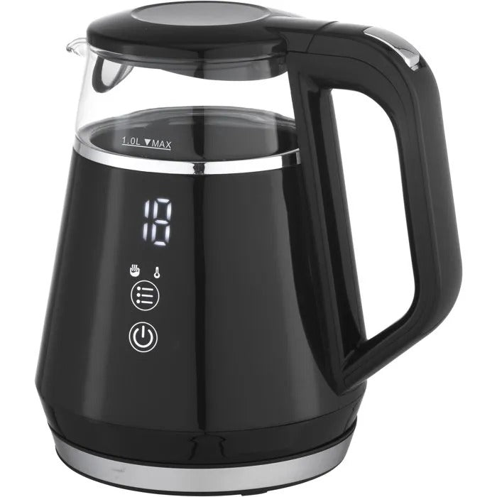 LIVOO DOD212N Digital Kettle - 1 L - 1100 W - 360° Swivel Base - Black