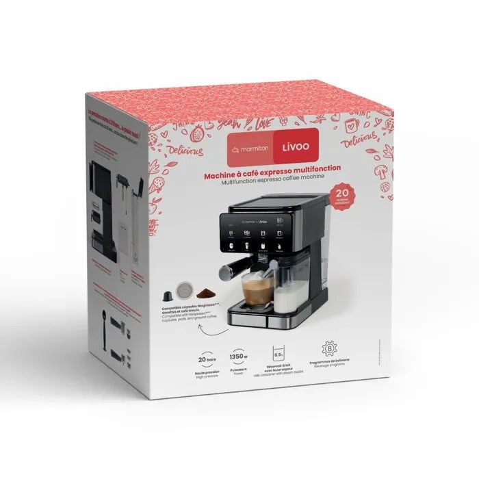 LIVOO Espresso Machine with Grinder - Model LIVOO