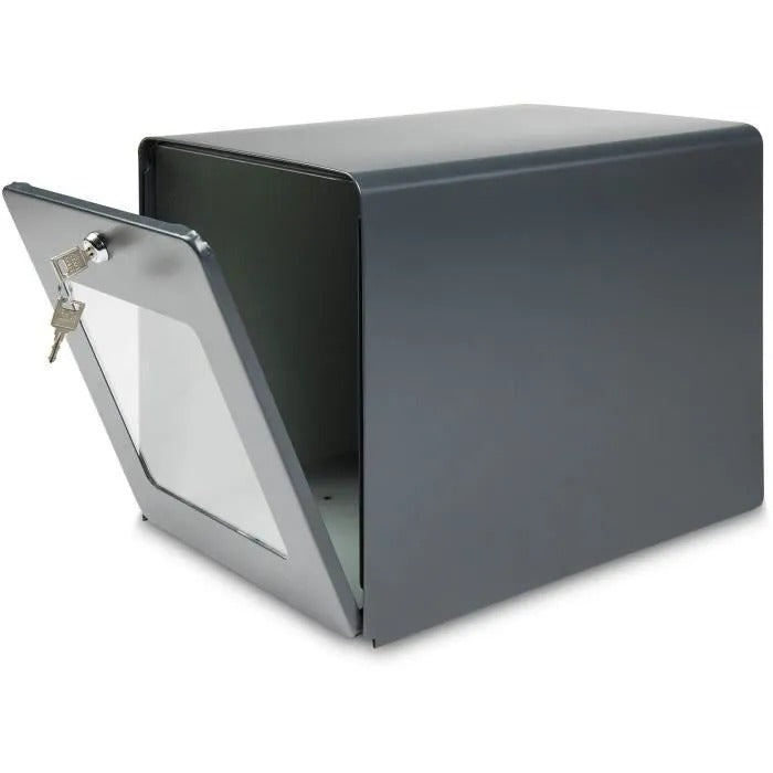 BURG WACHTER Galvanized Steel Letterbox - Glass Back Door - Anthracite Gray