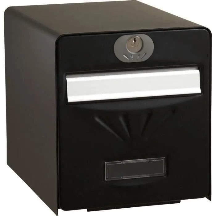 BURG WACHTER Galvanized Steel Letterbox - Glass Back Door - Black