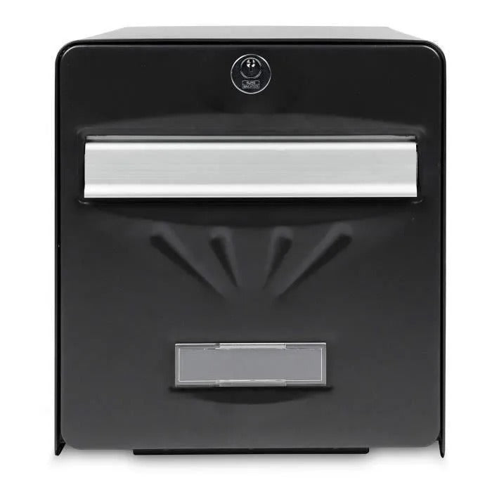 BURG WACHTER Galvanized Steel Letterbox - Glass Back Door - Black