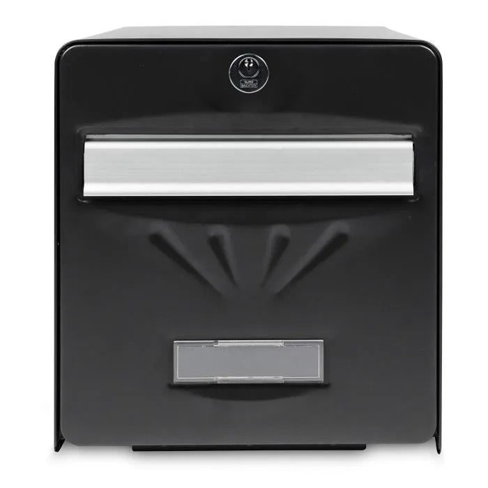 BURG WACHTER Galvanized Steel Letterbox - Glass Back Door - Black