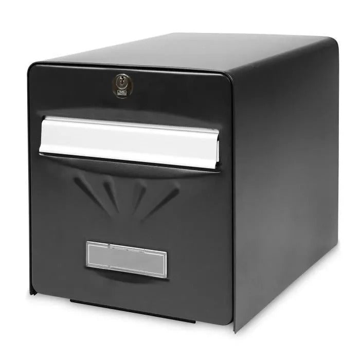 BURG WACHTER Galvanized Steel Letterbox - Glass Back Door - Black