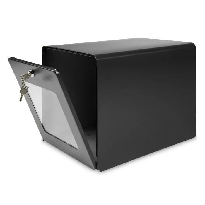 BURG WACHTER Galvanized Steel Letterbox - Glass Back Door - Black