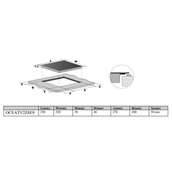 Oceanic Ceramic Hob - 2 Burners - L52 x P29 cm - Oceatv2zse9