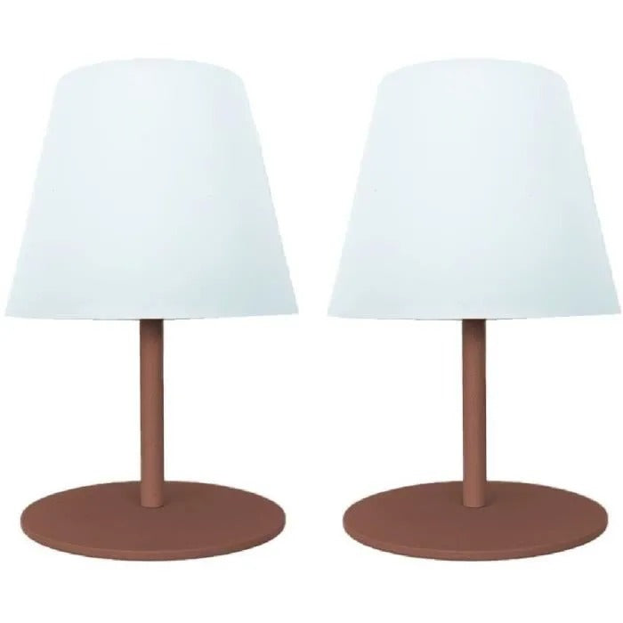 LUMISKY TWINS Set of 2 Cordless Table Lamps - Terracotta - H16 cm - LED