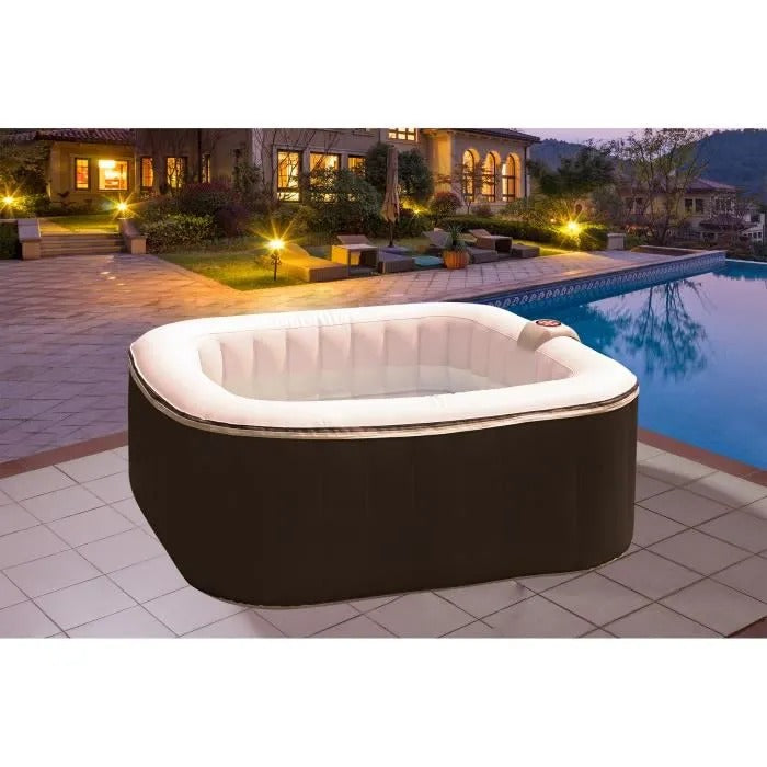 SUNSPA Inflatable Spa - AC01-LED - 157 x 67 cm - 4-Person Capacity - Square